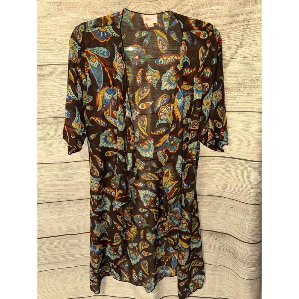 LULAROE Shirley Long Sheer Paisley BOHO Kimono Duster Cover Up Size Small